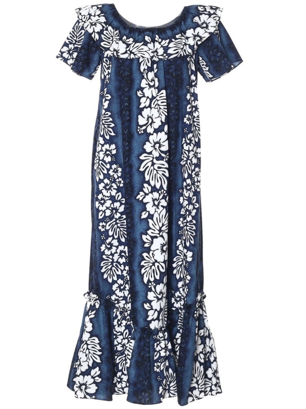 Royal Creations Hawaii Full Length Luna Muumuu Dress Relaxed Fit Size M Blue EUC